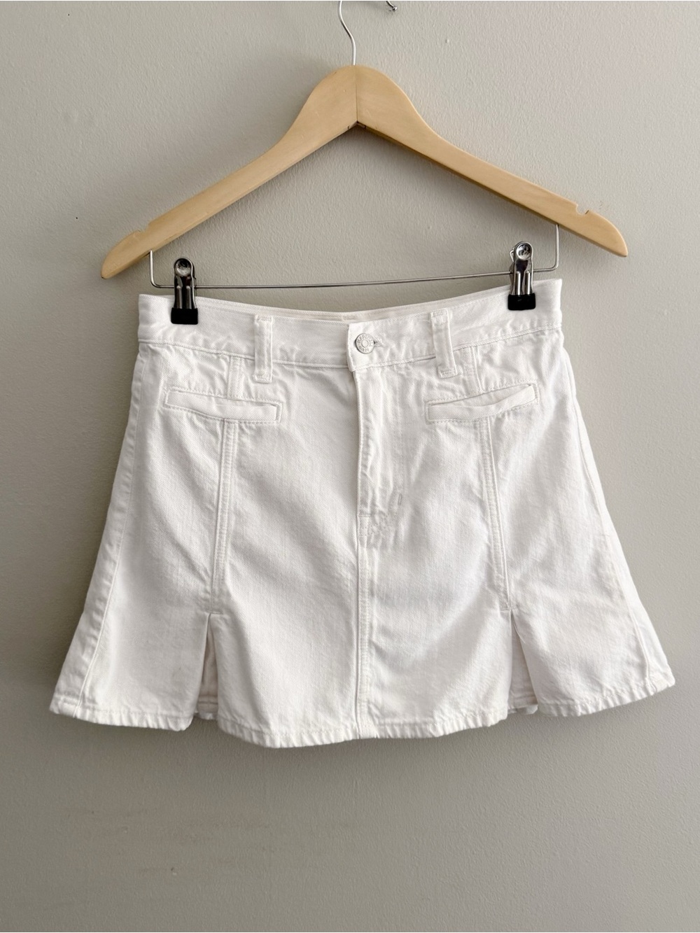 Madewell Denim Pleated Mini Skirt in Tile White Size 24